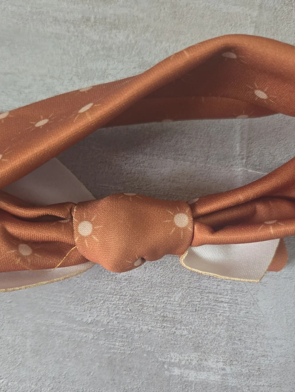 Boho Sun Print Top Knot Headband Rust Orange Terracotta Bow Retro Hair Accessory